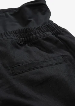 bonprix Bekleidung·Blazer|Umstandsmode^2-in-1 Umstandsbermuda mit Bauchband zum Umklappen aus Leinen-Mix schwarz