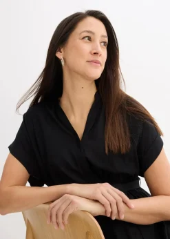 bonprix Umstandsmode^2-in-1 Umstands-Blusenkleid für die Schwangerschaft und danach schwarz