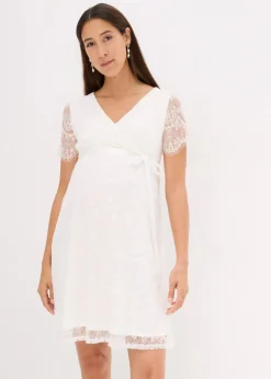 bonprix Bekleidung·Blazer|Umstandsmode^2-in-1 Umstands-Hochzeitskleid aus Spitze mit Stillfunktion wollweiß