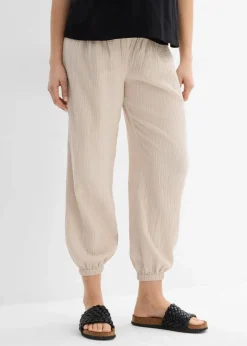 bonprix Bekleidung·Blazer|Umstandsmode^2-in-1 Umstandshose aus reinem Baumwollmusselin für die Schwangerschaft und danach steingrau