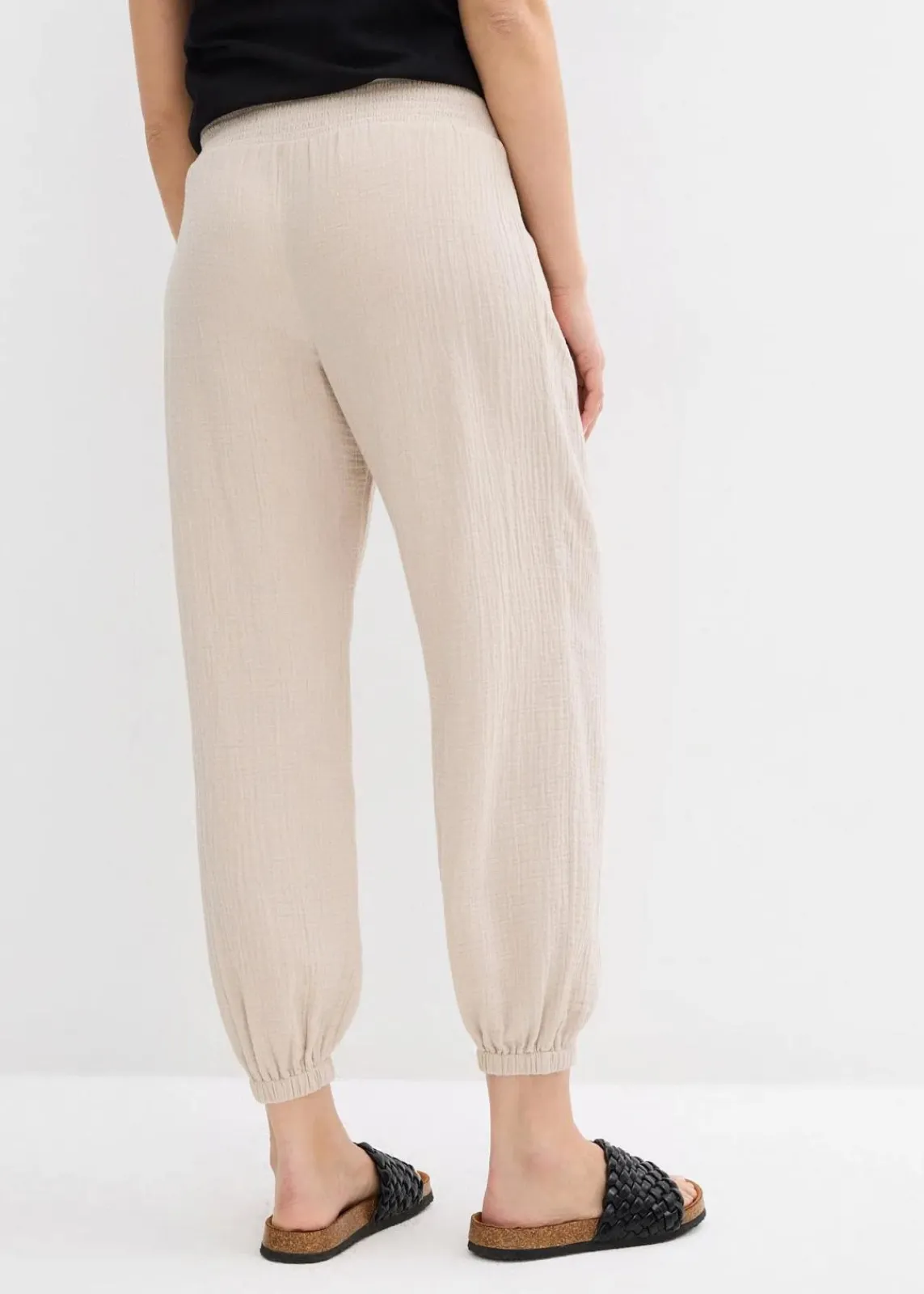 bonprix Bekleidung·Blazer|Umstandsmode^2-in-1 Umstandshose aus reinem Baumwollmusselin für die Schwangerschaft und danach steingrau