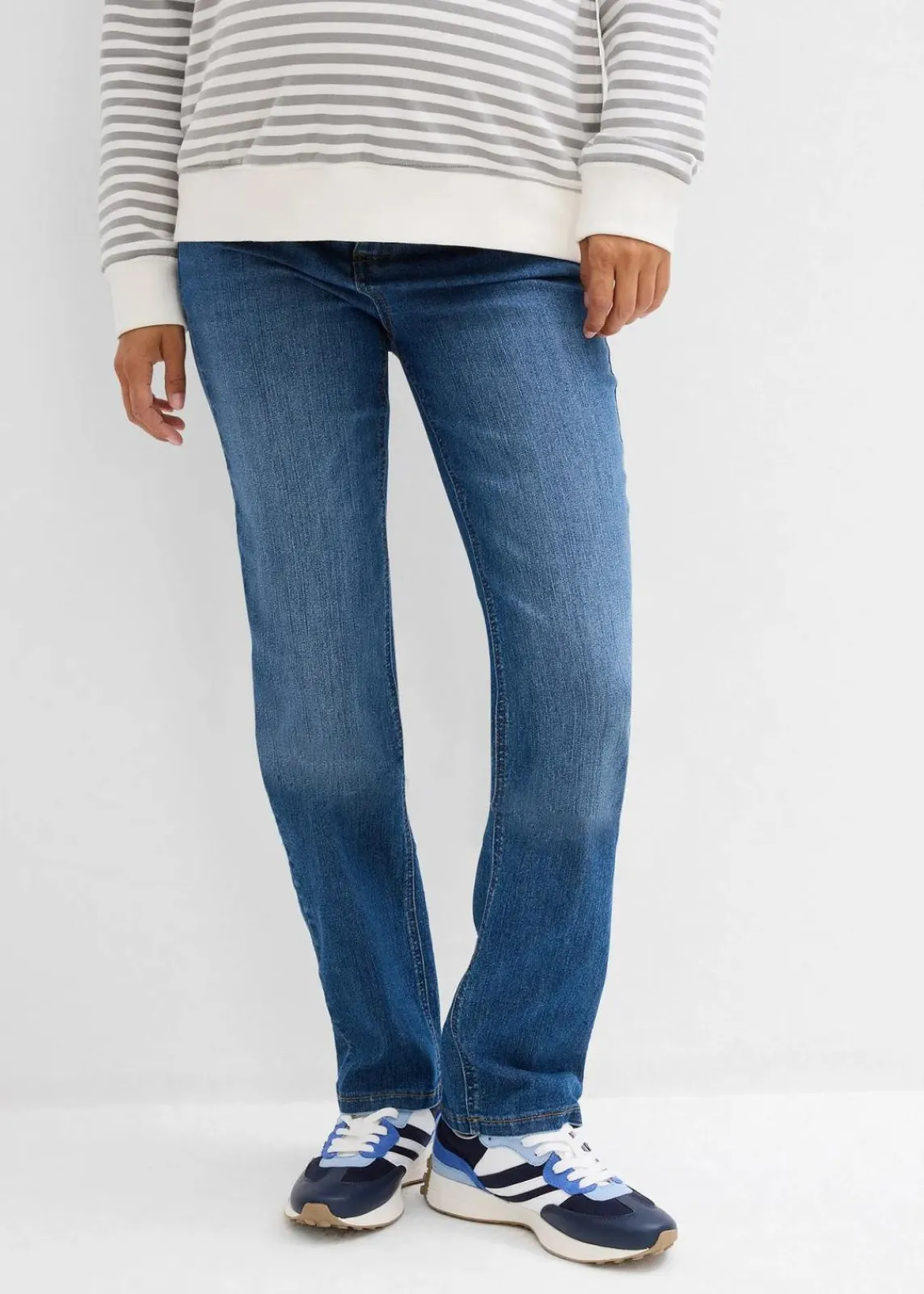 bonprix Umstandsmode|Nachhaltigere Materialien^2-in-1 Umstandsjeans für die Schwangerschaft und danach, Straight mittelblau denim