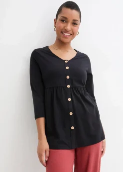 bonprix Bekleidung·Blazer|Nachhaltigere Materialien^2-in-1 Umstandsshirt und Stillshirt aus Bio-Baumwolle schwarz
