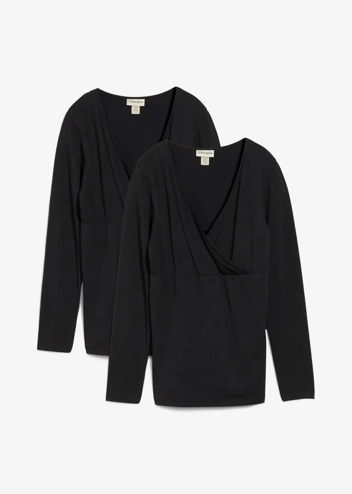 bonprix Bekleidung·Blazer|Umstandsmode^2-in-1 Umstandsshirts und Stillshirts aus Bio-Baumwolle (2er Pack) schwarz + schwarz