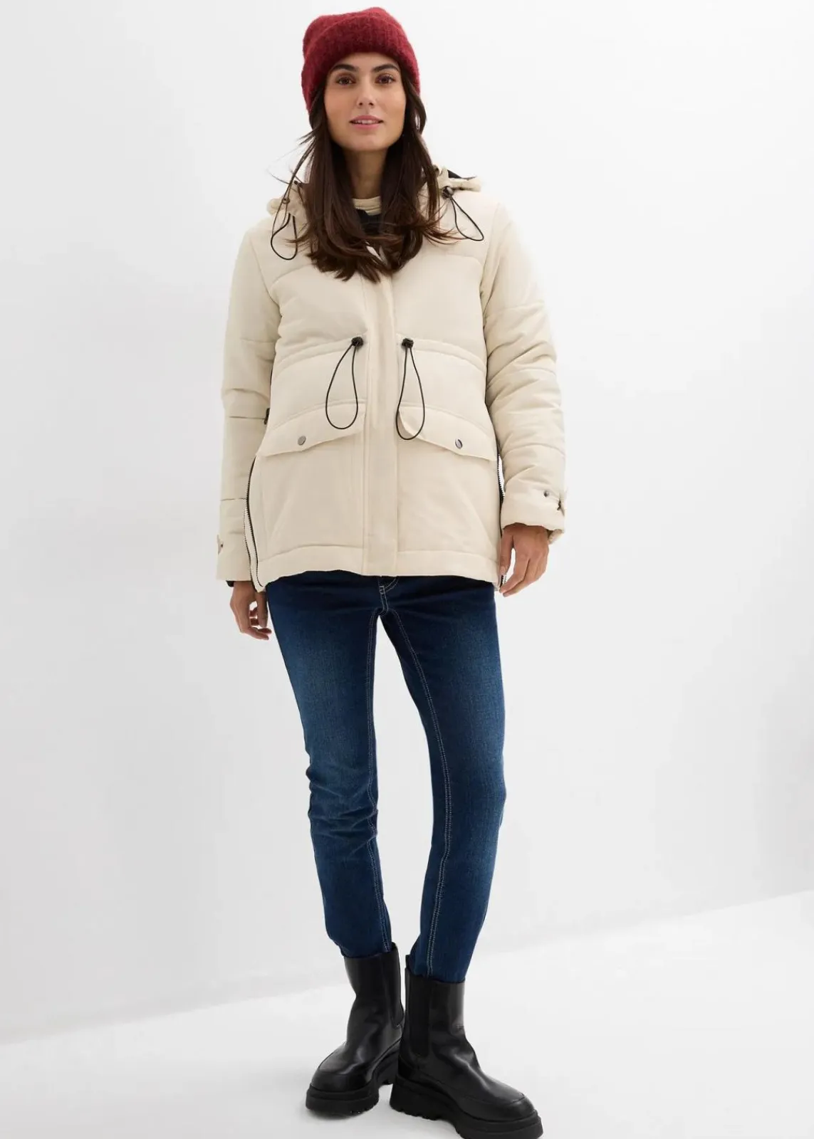 bonprix Bekleidung·Blazer|Umstandsmode^6-in-1 Umstands-Tragejacke mit herausnehmbarer Fleecejacke beige/schwarz