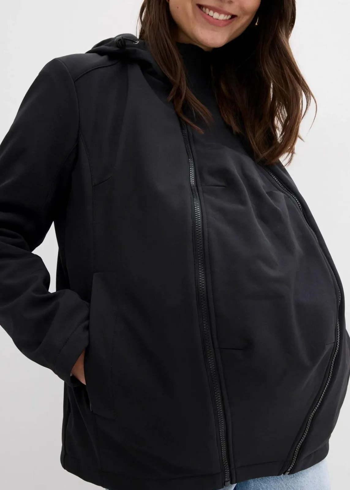 bonprix Bekleidung·Blazer|Umstandsmode^6-in-1 Umstands-Tragejacke mit herausnehmbarer Fleecejacke schwarz/wollweiß