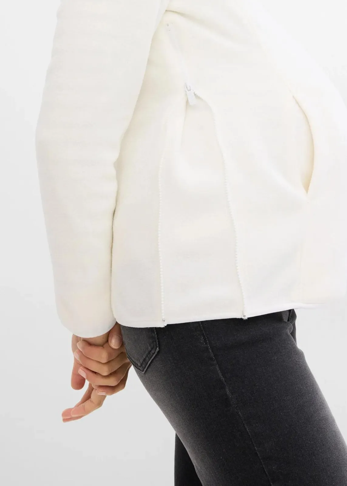 bonprix Bekleidung·Blazer|Umstandsmode^6-in-1 Umstands-Tragejacke mit herausnehmbarer Fleecejacke schwarz/wollweiß