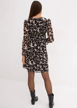 bonprix Bekleidung·Blazer|Umstandsmode^2-in-1 Umstands-und Stillkleid aus Chiffon schwarz graphisch bedruckt