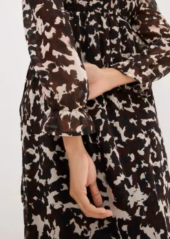 bonprix Bekleidung·Blazer|Umstandsmode^2-in-1 Umstands-und Stillkleid aus Chiffon schwarz graphisch bedruckt