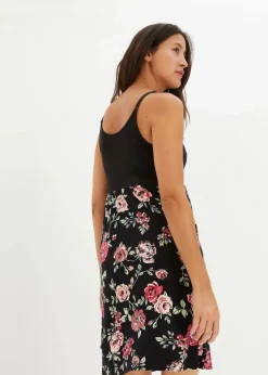 bonprix Bekleidung·Blazer|Umstandsmode^2-in-1 Umstands-und Stillkleid aus Viskose schwarz geblümt