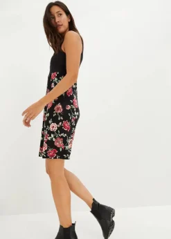 bonprix Bekleidung·Blazer|Umstandsmode^2-in-1 Umstands-und Stillkleid aus Viskose schwarz geblümt