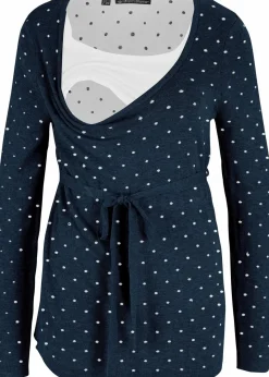 bonprix Bekleidung·Blazer|Umstandsmode^2-in-1 Umstands-und Stillpullover aus Feinstrick dunkelblau gepunktet