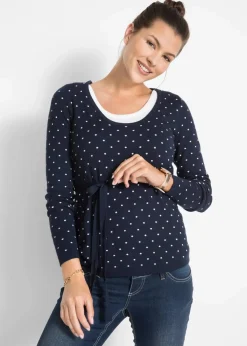 bonprix Bekleidung·Blazer|Umstandsmode^2-in-1 Umstands-und Stillpullover aus Feinstrick dunkelblau gepunktet