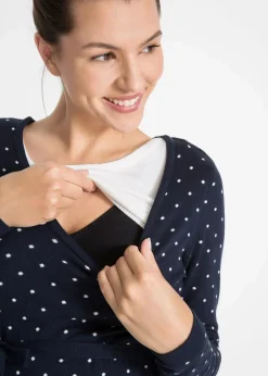 bonprix Bekleidung·Blazer|Umstandsmode^2-in-1 Umstands-und Stillpullover aus Feinstrick dunkelblau gepunktet