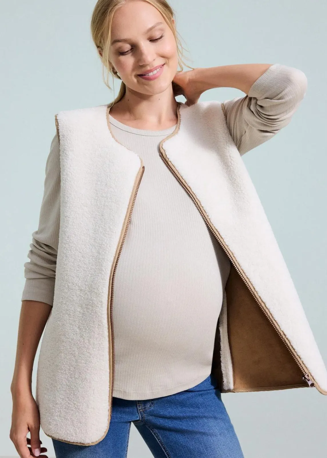 bonprix Bekleidung·Blazer|Umstandsmode^6-in-1 Umstands-und Tragejacke mit herausnehmbarer Weste mattcamel