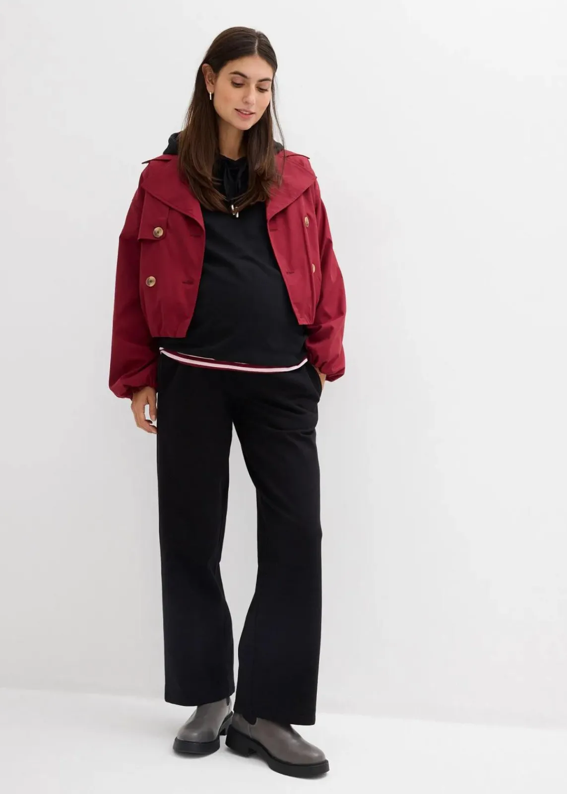 bonprix Bekleidung·Blazer|Umstandsmode^2-in-1 Umstandsweathose mit verstellbarem Bauchband schwarz