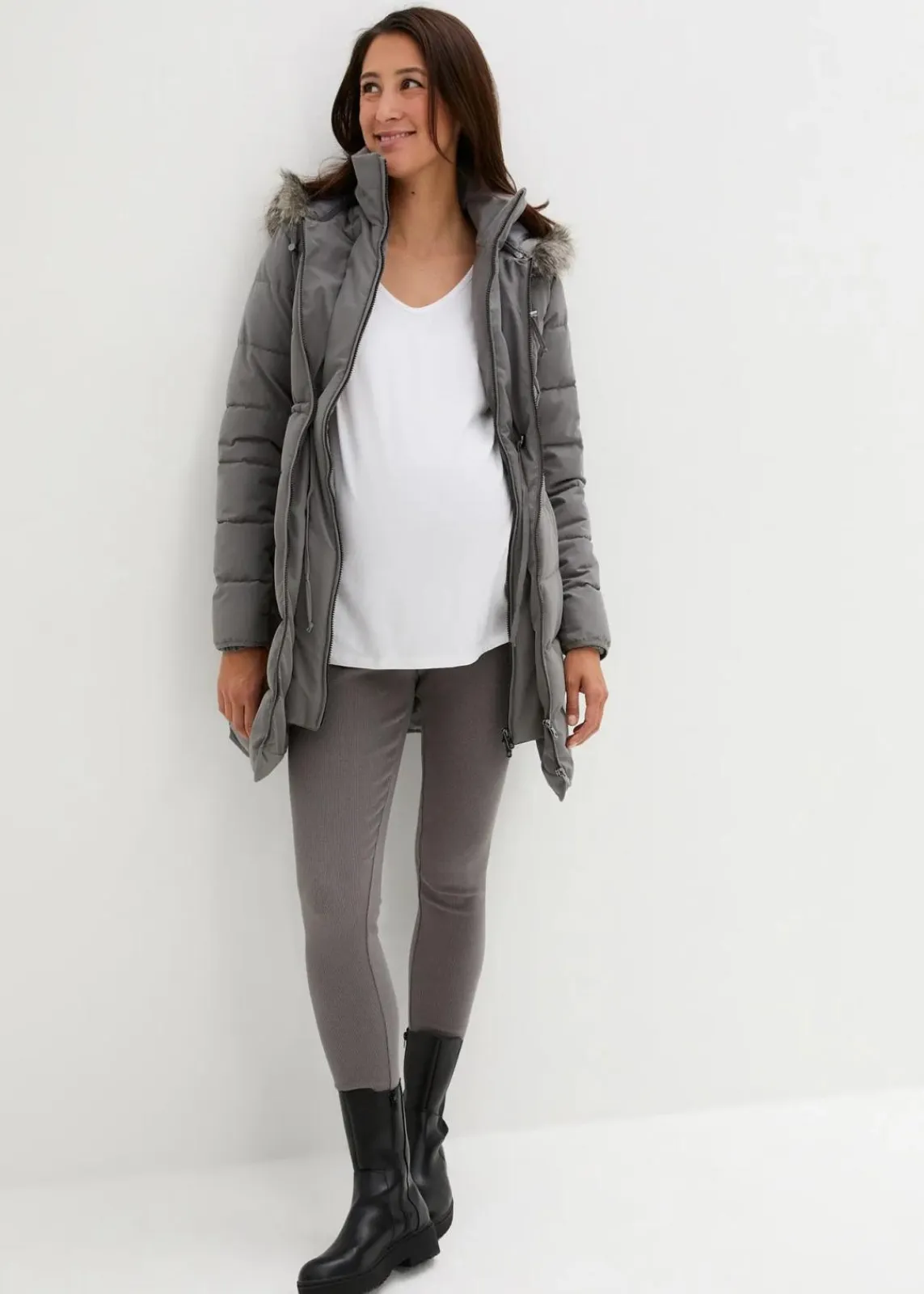 bonprix Umstandsmode|Bekleidung·Blazer^3-in-1 warm wattierte Umstands- und Tragejacke rauchgrau