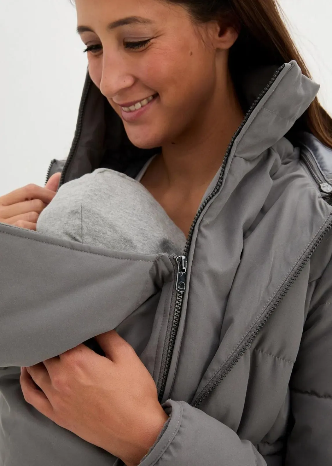 bonprix Umstandsmode|Bekleidung·Blazer^3-in-1 warm wattierte Umstands- und Tragejacke rauchgrau