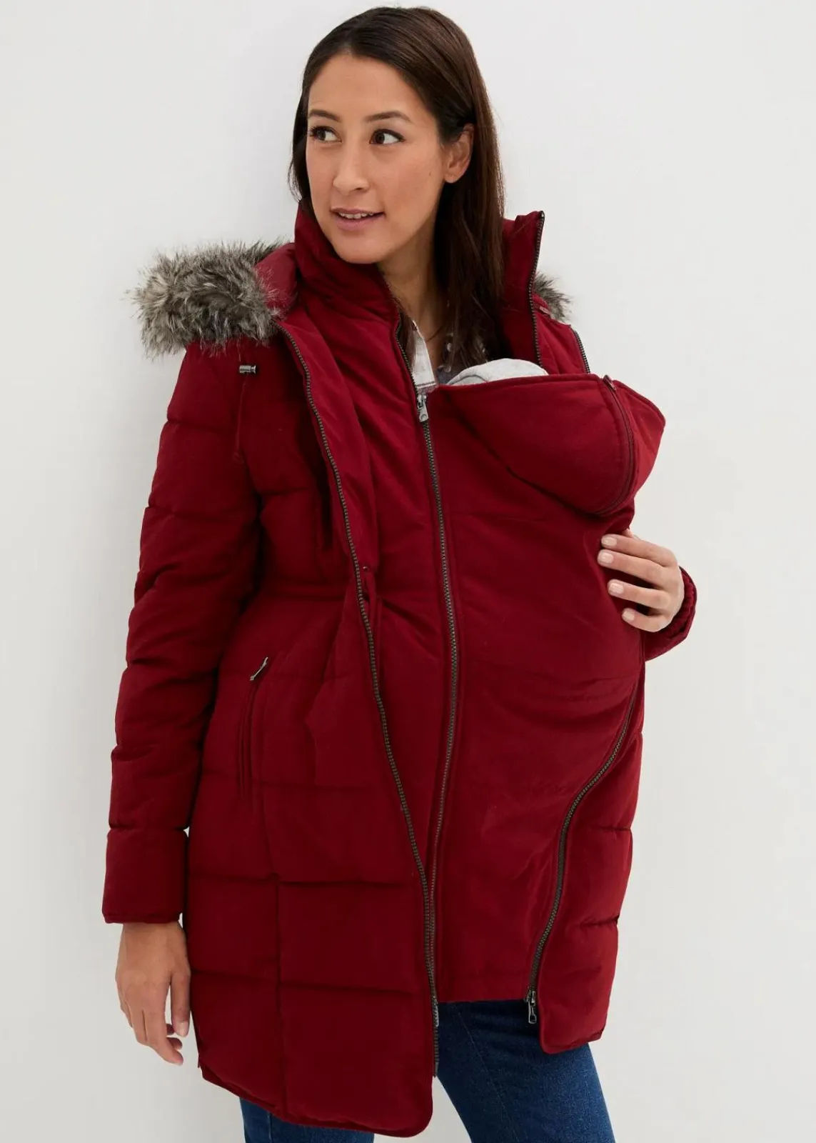 bonprix Umstandsmode|Bekleidung·Blazer^3-in-1 warm wattierte Umstands- und Tragejacke kastanienrot