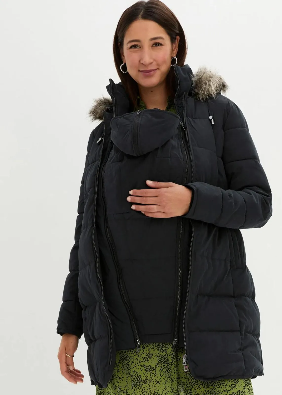 bonprix Bekleidung·Blazer|Umstandsmode^3-in-1 warm wattierte Umstands- und Tragejacke schwarz