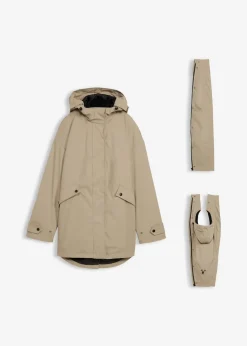 bonprix Bekleidung·Blazer|Umstandsmode^6-in-1 wasserabweisende Umstandsjacke mit Trageeinsatz und herausnehmbarer Fleecejacke beige/schwarz