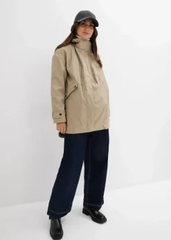 bonprix Bekleidung·Blazer|Umstandsmode^6-in-1 wasserabweisende Umstandsjacke mit Trageeinsatz und herausnehmbarer Fleecejacke beige/schwarz