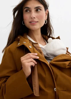 bonprix Bekleidung·Blazer|Umstandsmode^6-in-1 wasserabweisender Umstandsmantel mit Trageeinsatz mit herausnehmbarer Innenweste nougat