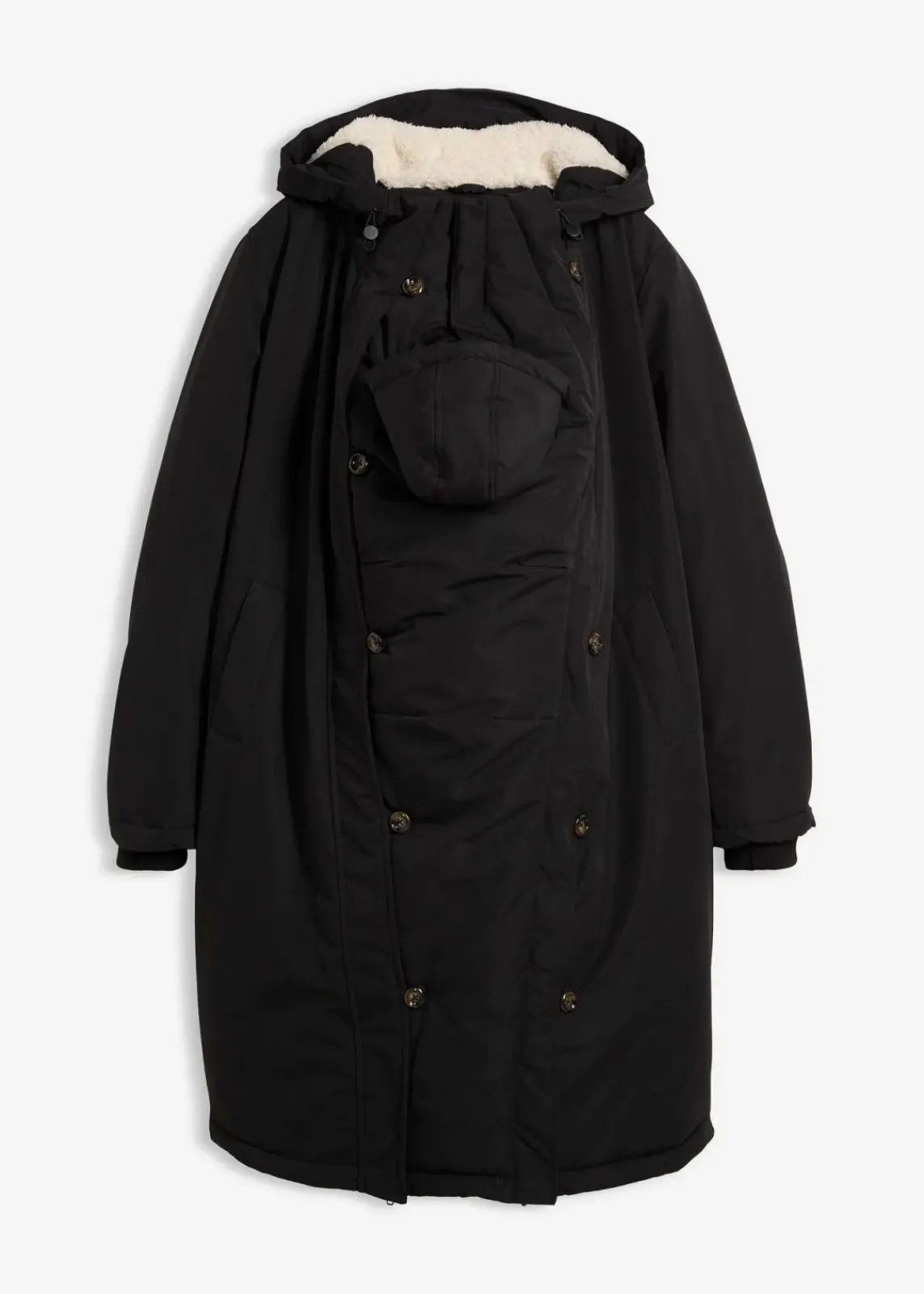 bonprix Bekleidung·Blazer|Umstandsmode^3-in-1 wattierter Umstandsmantel mit Trageeinsatz schwarz