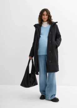 bonprix Bekleidung·Blazer|Umstandsmode^3-in-1 wattierter Umstandsmantel mit Trageeinsatz schwarz
