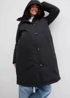 bonprix Bekleidung·Blazer|Umstandsmode^3-in-1 wattierter Umstandsmantel mit Trageeinsatz schwarz