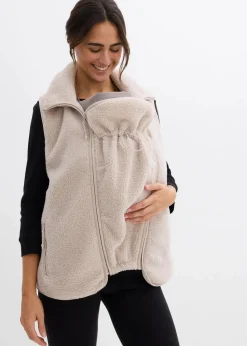 bonprix Bekleidung·Blazer|Umstandsmode^3-in-1 weiche Umstands-und Trageweste aus Teddyfleece steingrau