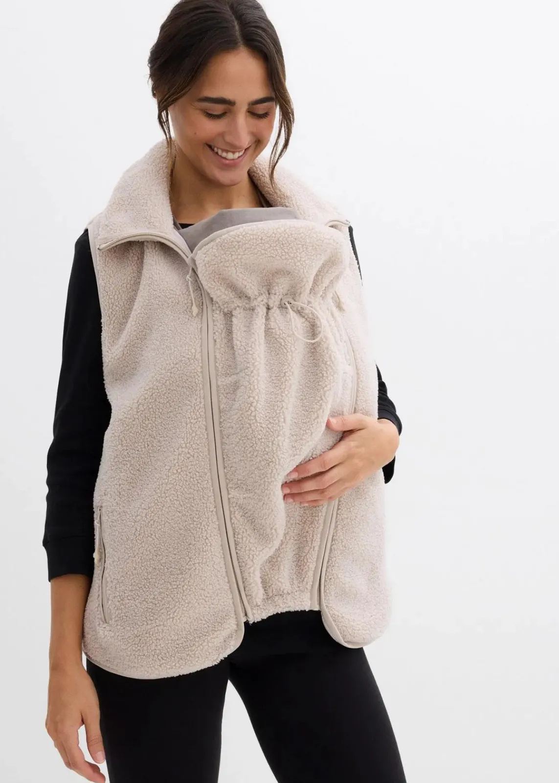 bonprix Bekleidung·Blazer|Umstandsmode^3-in-1 weiche Umstands-und Trageweste aus Teddyfleece steingrau