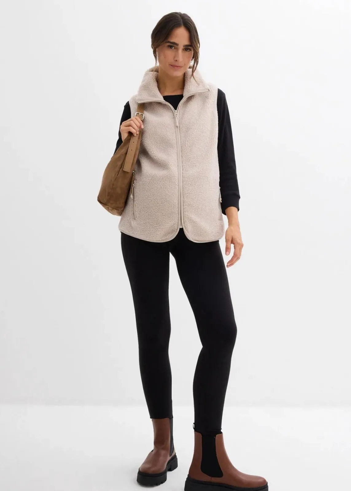 bonprix Bekleidung·Blazer|Umstandsmode^3-in-1 weiche Umstands-und Trageweste aus Teddyfleece steingrau