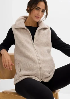 bonprix Bekleidung·Blazer|Umstandsmode^3-in-1 weiche Umstands-und Trageweste aus Teddyfleece steingrau