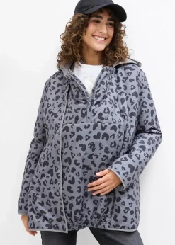 bonprix Bekleidung·Blazer|Umstandsmode^4-in-1 Wende-Umstandsjacke mit Tragefunktion rauchgrau+leo bedruckt