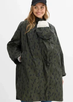 bonprix Bekleidung·Blazer|Umstandsmode^3-in-1 wetterfestes Umstands-Regencape mit Trageeinsatz mit Beutel tiefoliv/schwarz
