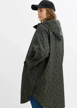 bonprix Bekleidung·Blazer|Umstandsmode^3-in-1 wetterfestes Umstands-Regencape mit Trageeinsatz mit Beutel tiefoliv/schwarz