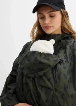 bonprix Bekleidung·Blazer|Umstandsmode^3-in-1 wetterfestes Umstands-Regencape mit Trageeinsatz mit Beutel tiefoliv/schwarz