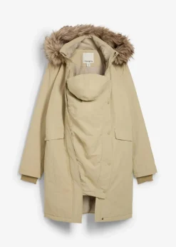 bonprix Umstandsmode|Nachhaltigere Materialien^3-in-1 wind-und wasserdichter Umstandsmantel mit Trageeinsatz rauchkhaki