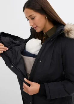 bonprix Bekleidung·Blazer|Nachhaltigere Materialien^3-in-1 wind-und wasserdichter Umstandsmantel mit Trageeinsatz schwarz