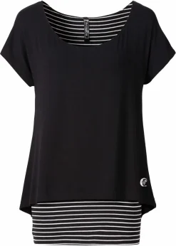 bonprix Nachhaltigere Materialien|Shirts & Tops^2-in-1-Shirt schwarz/weiß geringelt