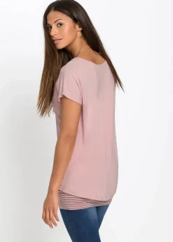 bonprix Shirts & Tops|Nachhaltigere Materialien^2-in-1-Shirt altrosa/rauchgrau geringelt