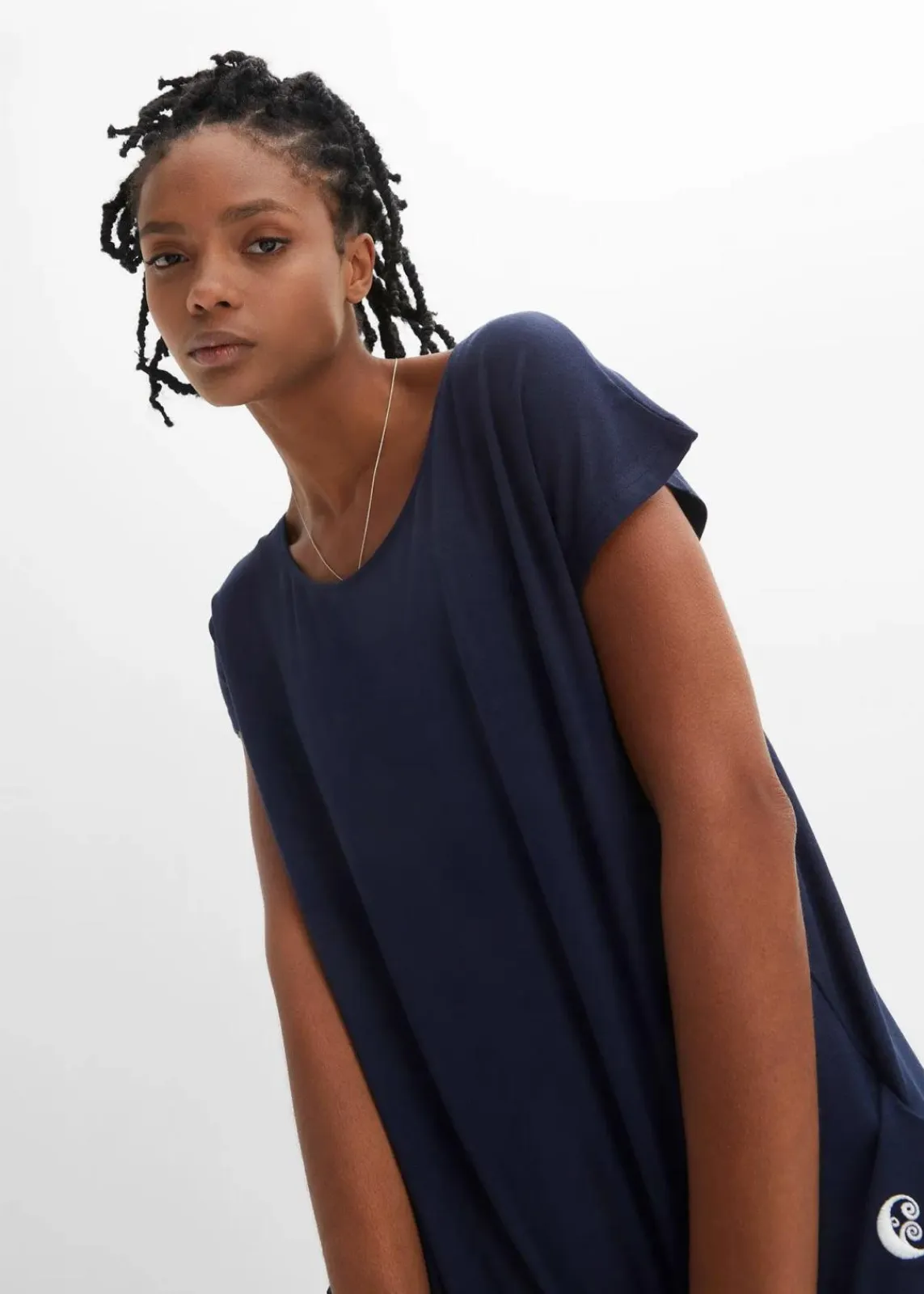 bonprix Nachhaltigere Materialien|Shirts & Tops^2-in-1-Shirt dunkelblau/weiß geringelt