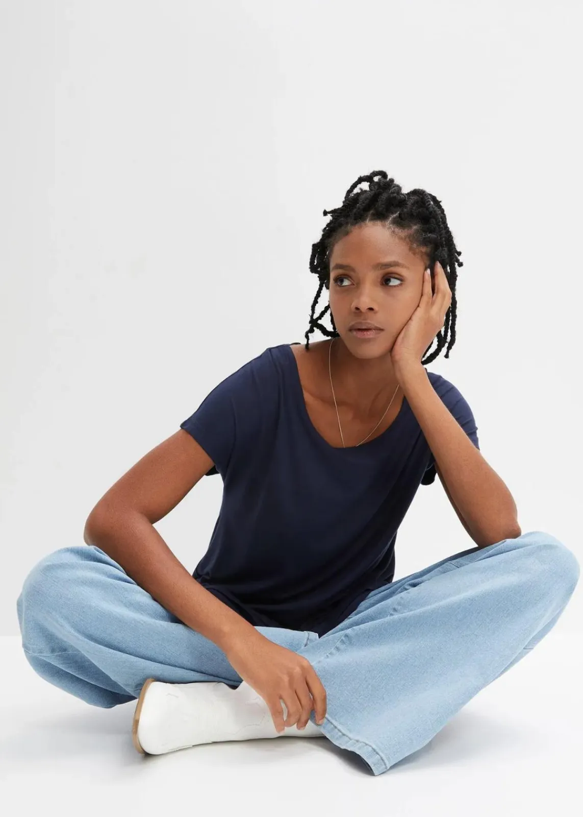 bonprix Nachhaltigere Materialien|Shirts & Tops^2-in-1-Shirt dunkelblau/weiß geringelt