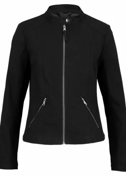 bonprix Bekleidung·Hosen|Jacken & Mäntel^Jacke aus Baumwoll-Twill mit seitlichen Stretcheinsätzen schwarz