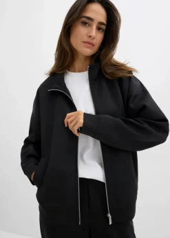 bonprix Shirts & Tops|Basics^Jacke in Scuba Qualität mit Reißverschluss schwarz