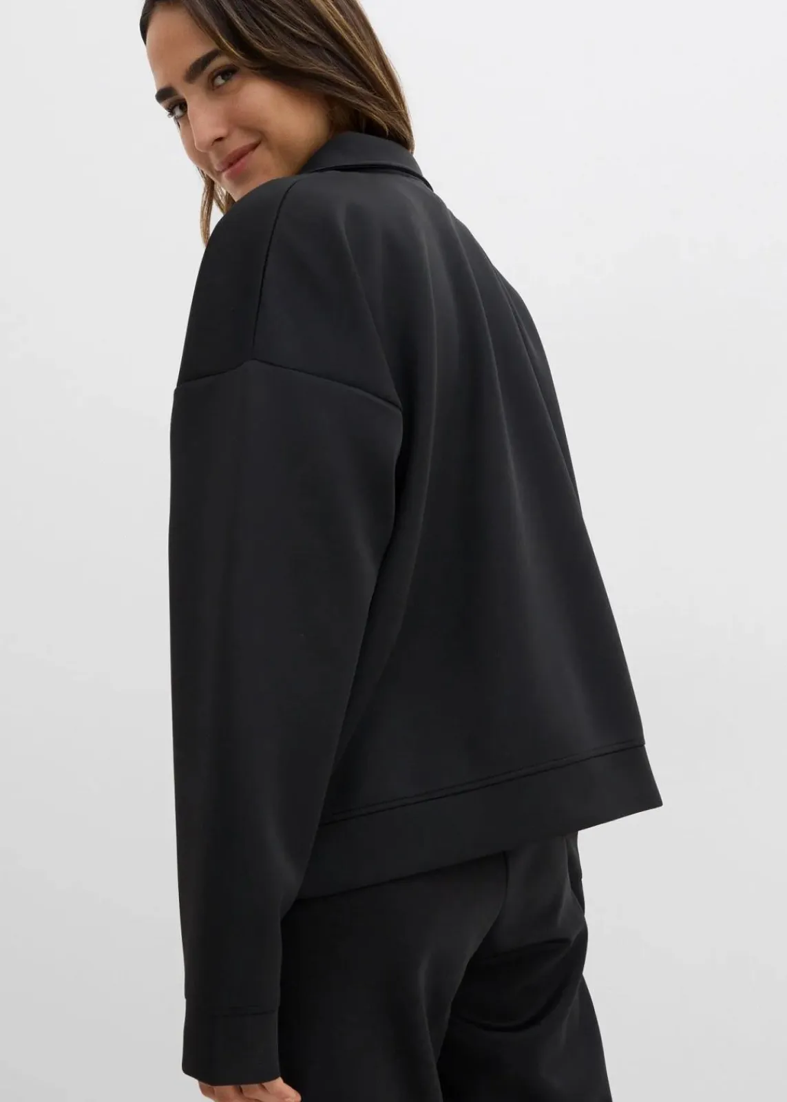 bonprix Shirts & Tops|Basics^Jacke in Scuba Qualität mit Reißverschluss schwarz