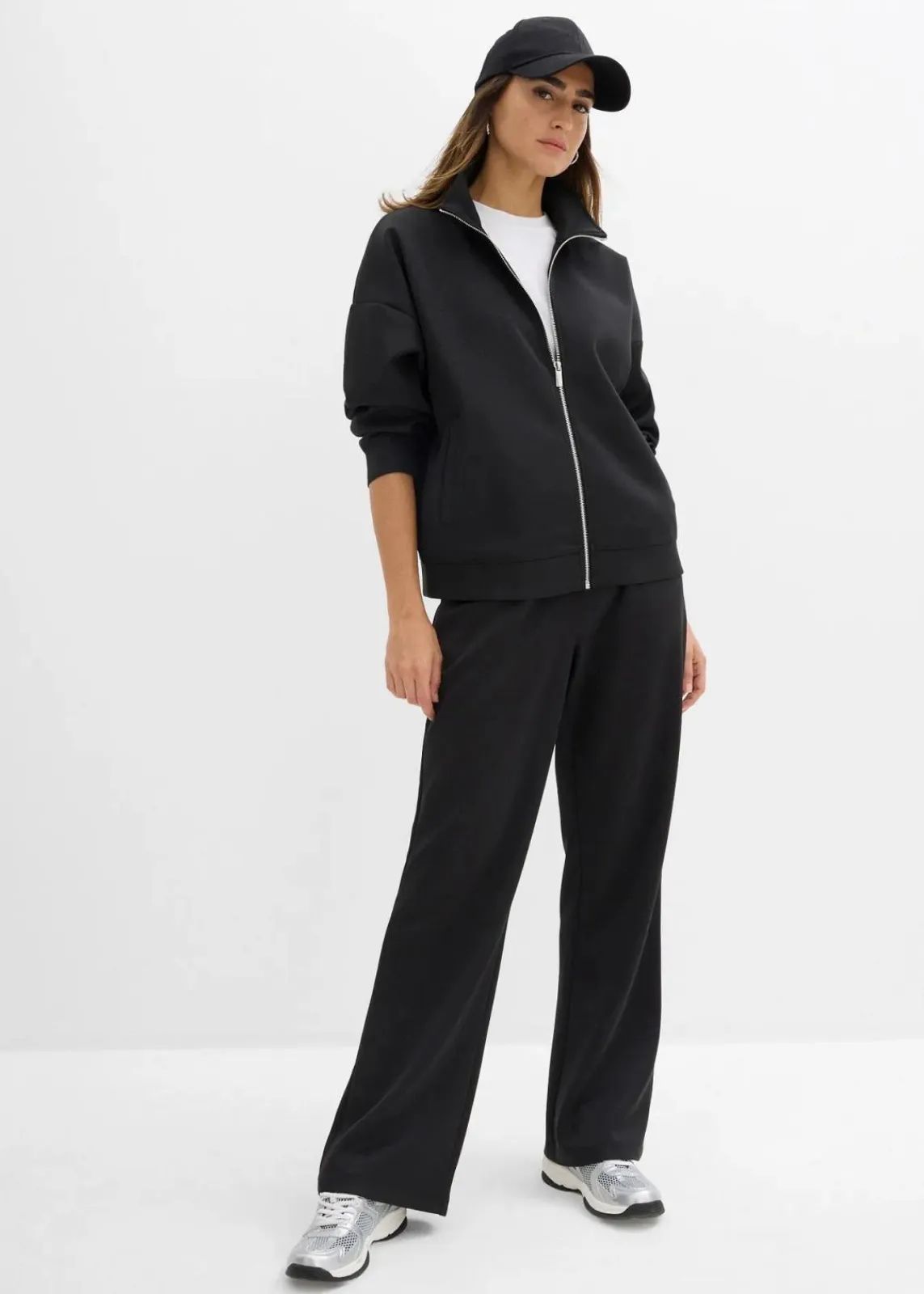 bonprix Shirts & Tops|Basics^Jacke in Scuba Qualität mit Reißverschluss schwarz