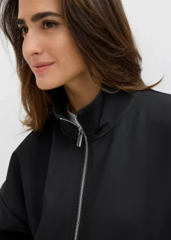 bonprix Shirts & Tops|Basics^Jacke in Scuba Qualität mit Reißverschluss schwarz