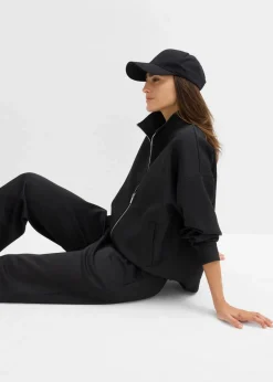 bonprix Shirts & Tops|Basics^Jacke in Scuba Qualität mit Reißverschluss schwarz